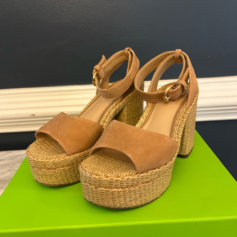 Sam Edelman Tan Platform Sandals with Ankle Strap